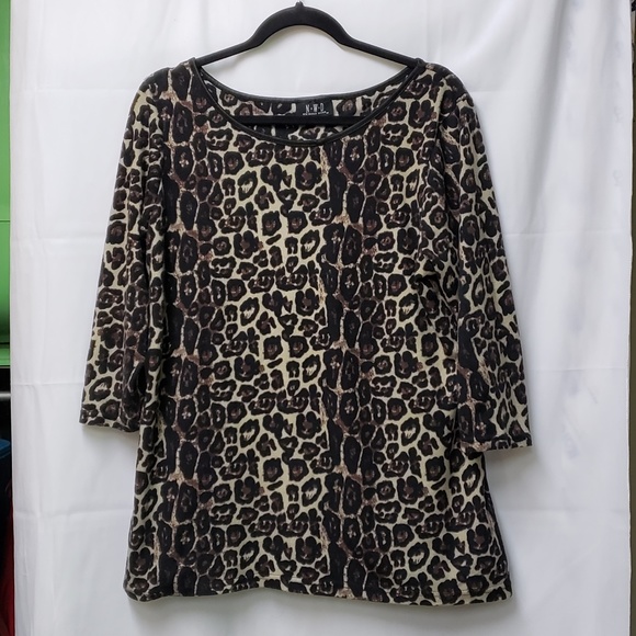 Leopard Colour Tunic Long Sleeve Fall Winter Top - Picture 2 of 4